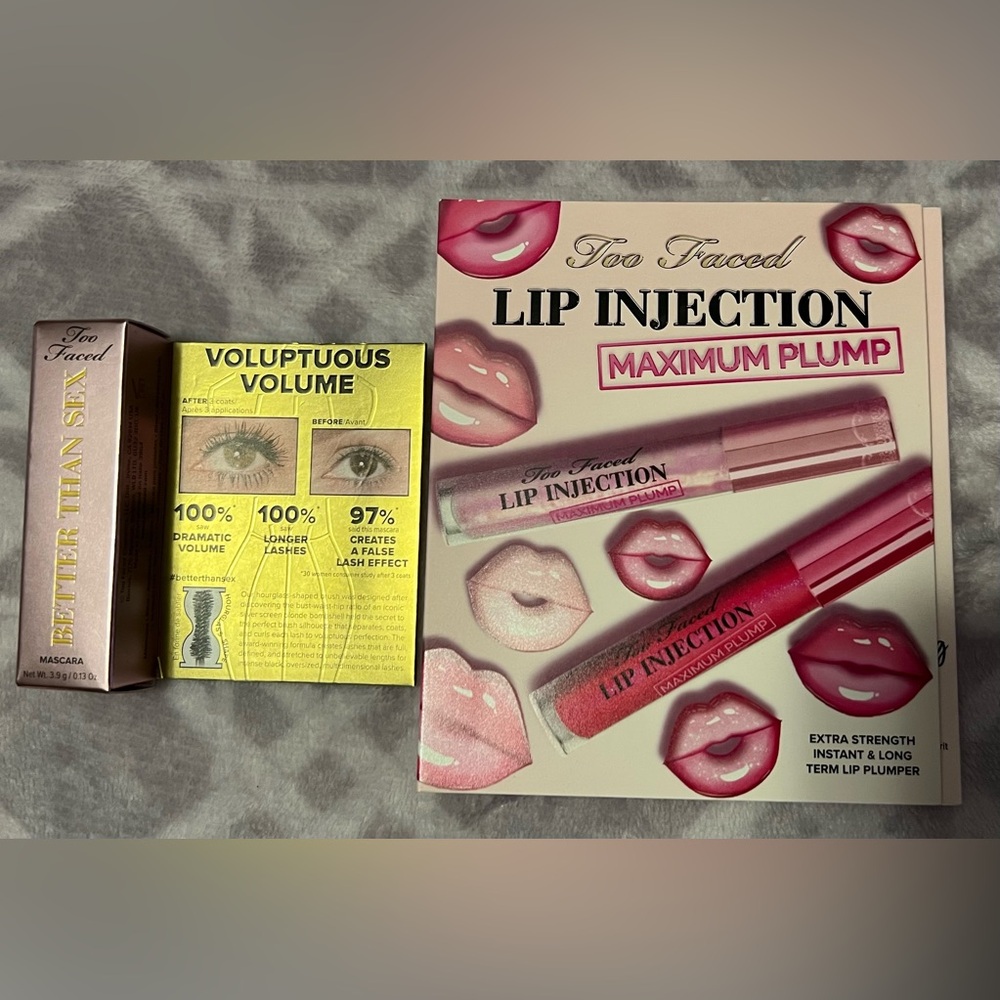 Too Faced Travel Size Better than Sex Mascara and Lip Injection Max Plump Bundle